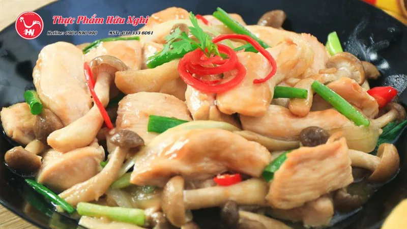 Ức Gà Xào Nấm sád
